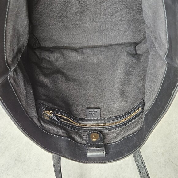 Gucci Brocade Soft Stirrup Black Suede Leather Purse Tote Handbag - Picture 9 of 13